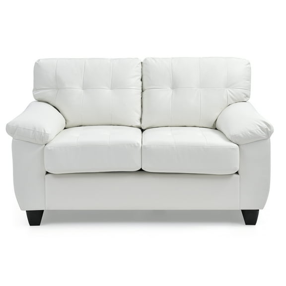 Passion Furniture Gallant 57 in. W Flared Arm Faux Leather Straight Sofa in White