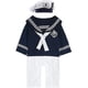 thumbnail image 2 of Traje de marinero para bebés, mameluco de algodón infantil con sombrero, 2 of 4
