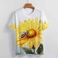 thumbnail image 4 of Bee And Flowers T-Shirt O Neck Retro Print Big Size T-Shirts Short Sleeve Tees Womens Pretty Design, 4 of 5