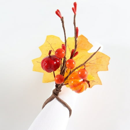 

YZLMD Napkin Clasp Halloween Orange Pumpkin Leaf Napkin Ring Maple Leaf Napkin Buckle Autumn Fruit Red Napkin Ring