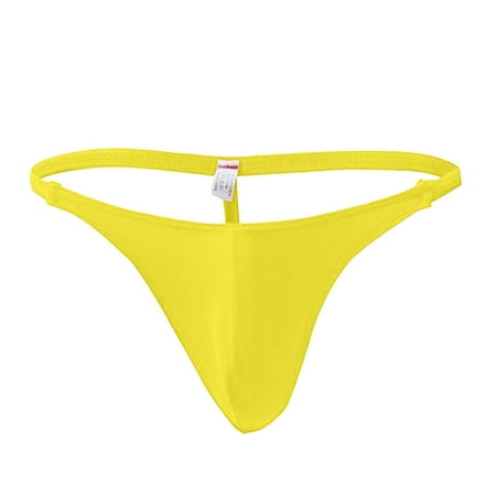 ZSQDM Clearance Underwear for Women  Sretch Men s Micro G-string Thong Underwear Briefs T-back Yellow One Size