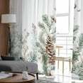 thumbnail image 4 of Christmas Botanical Sheer Curtains 63 Inches Length 2 Panels Set, Window Sheer Curtains for Living Room/Bedroom, Pinecone Eucalyptus Leaves Xmas Light Filtering Rod Pocket Curtain 52'' x 63'' x 2, 4 of 7