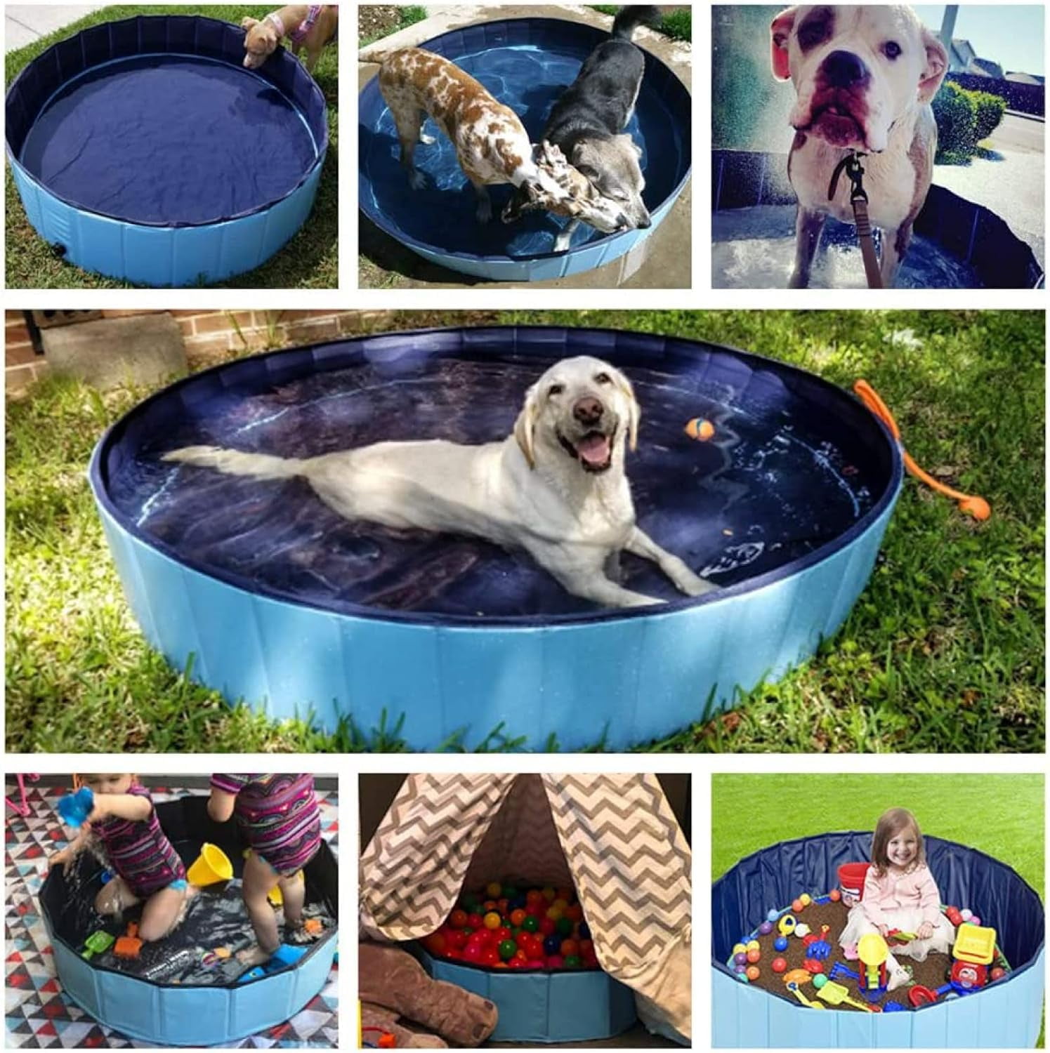 Foldable Dog Pet Bath Pool Collapsible Dog Pet Pool Bathing Tub Kiddie Pool Doggie Wading Pool for Puppy Small Medium Large Dogs Cats and Kids 39.5" Grey