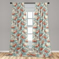 thumbnail image 2 of Nature Boho Window Curtains, Simple Design Drawn Butterfly Pattern with Floral Silhouettes Print, Lightweight Decor 2-Panel Set with Rod Pocket, Pair of - 28"x63", Coral Deep Sky Blue, by Ambesonne, 2 of 3