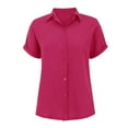 thumbnail image 4 of Weikingp Button Front Tops For Women Button Down Shirts For Women Button Down Shirts For Women Short Sleeve Linen Button Down Shirt Women Cotton Linen Tops For Women Pink S, 4 of 9