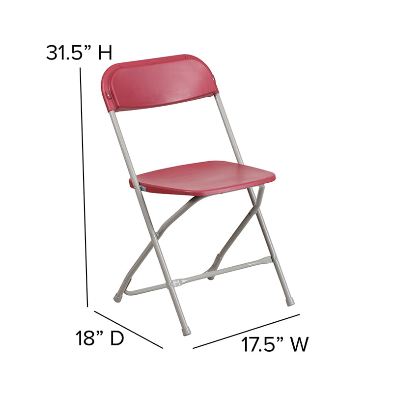 EMMA Event Chair Red Plastic OLIVER Folding Chair 10 Pack 650LB Weight Capacity