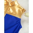 thumbnail image 3 of YONGHS Kids Girls Liturgical Praise Dance Dress Metallic Color Block Worship Robe Lyrical Dancewear Royal Blue 8, 3 of 8