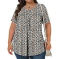 thumbnail image 4 of DDAPJ pyju Hauts Boho pour Femmes Grande Taille T-Shirts Graphiques Floraux Col Rond Manches Courtes Blouse d'Été Décontractée Tunique Coupe Ample Chemise Cache-Ventre Ventes Éclair du Jour Orange TG, 4 of 9