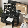 thumbnail image 2 of Gaderth Vanity Desk With Sliding LED Mirror And Power Outlet, Makeup Dressing Table With 4 Drawers, Storage Shelves And Stool, 3 Color Lighting Modes, Bedroom Vanity Set With USB Ports, 2 of 8