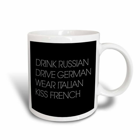 Italy Drink - 3dRose Drink Russian Drive German Wear Italian Kiss French, Ceramic Mug, 15-ounce