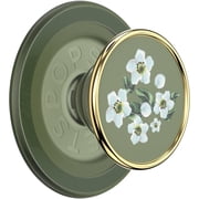 PopSockets Phone Grip for MagSafe, Magnetic Holder, Phone Stand, Green - Floral Relief