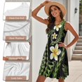 thumbnail image 6 of Garronmavis Matching Beach Outfits for Couples Polynesian Plumeria Polyester Vacation Short Sleeve Shirt for Men Size L and Women's Sleeveless Round Neck Patchwork Dress, 6 of 7