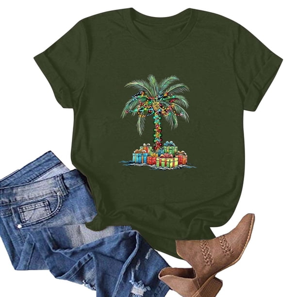 Puntoco Blusa de manga corta con estampado de moda para mujer, divertida camiseta de cuello redondo