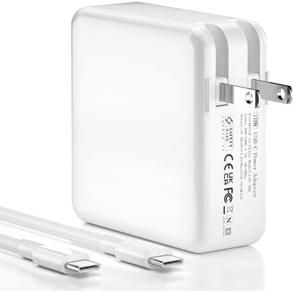 for 70W USB-C Fast Charger for MacBook Pro/Air M4 M3 M2 M1 (2025-2020), iPad for iPhone 15, High-Speed Power Adapter for Home, Office, Travel