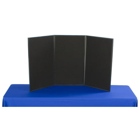 - Exhibition Display System, 3 Panels, 54 x 30 - Black Hook & Loop-Receptive Fabric and White, Write-on Dry Erase Board (3PV5430BLK)