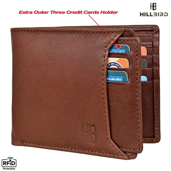 RFID Leather Wallets for Men Slim Bi-fold Genuine Wallet with ID Windows & Card Holder (CARD-T-2001)