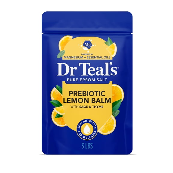 Dr Teal's Epsom Salt Magnesium Soak,  Prebiotic Lemon Balm, 3 lbs