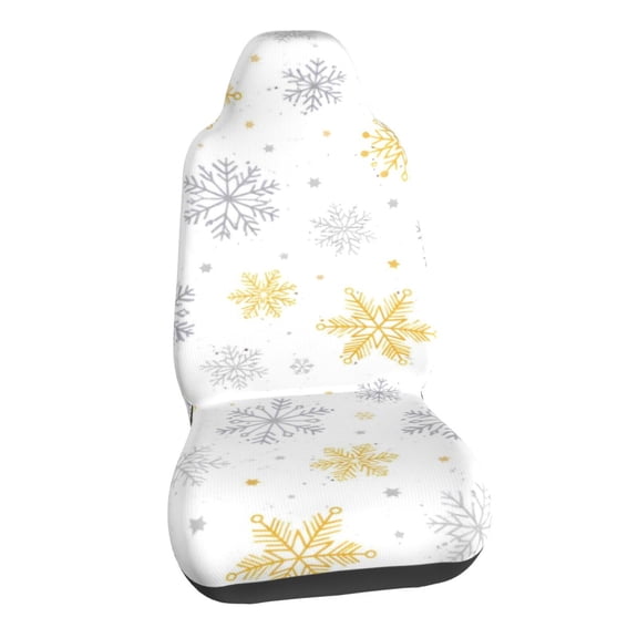 Christmas Geometric Golden Gray Snowflake Car Seat Covers Stretch Car Seat Protectors Universal Fit