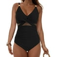 thumbnail image 2 of vigerkar Womens One Piece Swimsuit Metal Modest Tummy Control Bathing Suit Full Coverage Mesh Swim Suits Black, S, 2 of 9