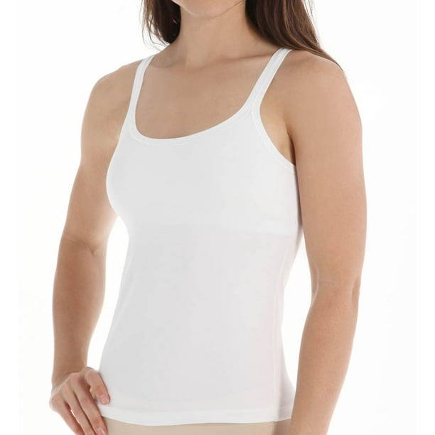 Women's Elita 4553 The Essentials Cotton Shelf Bra Camisole (White L) 