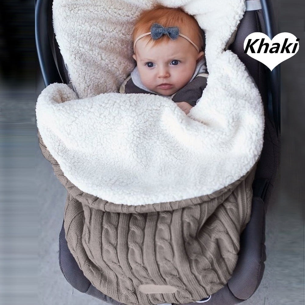 Newborn Baby Hooded Swaddle Wrap Warm Knit Swaddling Sleeping Bag Blanket T 