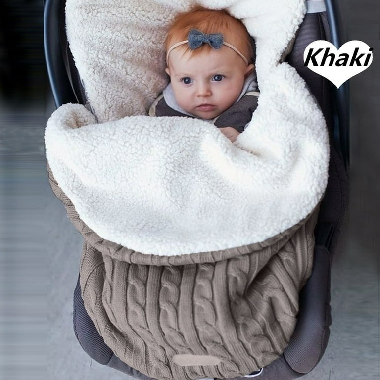 Newborn Baby Warm Pram Sleeping Bag Hooded Swaddle Knit Wrap Swaddling  Blanket