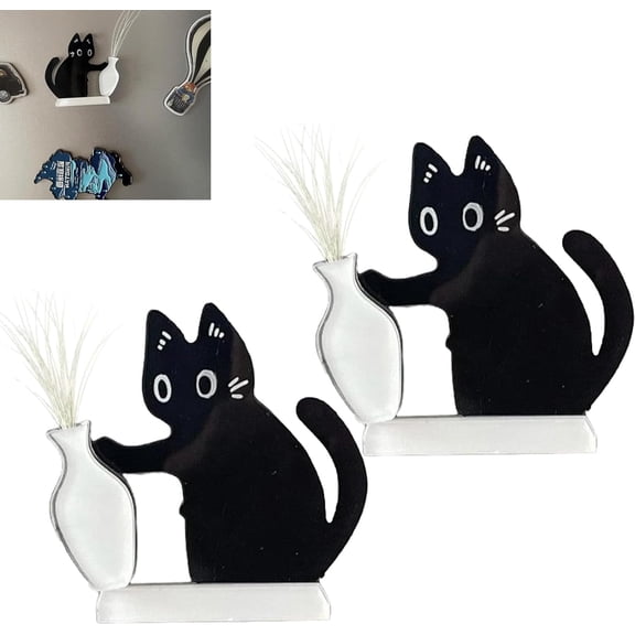 2 Pcs Cat Whisker Keepsake Magnet Acrylic Pet Memorial Decor Refrigerator Ornament Cute Desk Wall Decor Cat Fur Holder (Black)Q