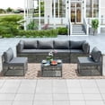 thumbnail image 2 of Segmart 7 Piece Outdoor Furniture Set, PE Wicker Modular Sectional Sofa with Washable Cushions & Coffee Table, All-Weather Outdoor Conversation Set for Garden, Poolside, Backyard & Patio Use, 2 of 8