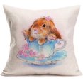 thumbnail image 4 of Happy Easter Pillow Covers Colored Bunny Rabbit with Butterfly Beautiful Flower Spring Home Decor Throw Pillow Case Set of 4 Lovely Animals Cushion Cover Square 18x18 Inch (Colored Bunny), 4 of 5