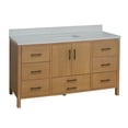 thumbnail image 6 of California 60" Single Bathroom Vanity with Blonde Cabinet and Matte White Top, 6 of 7