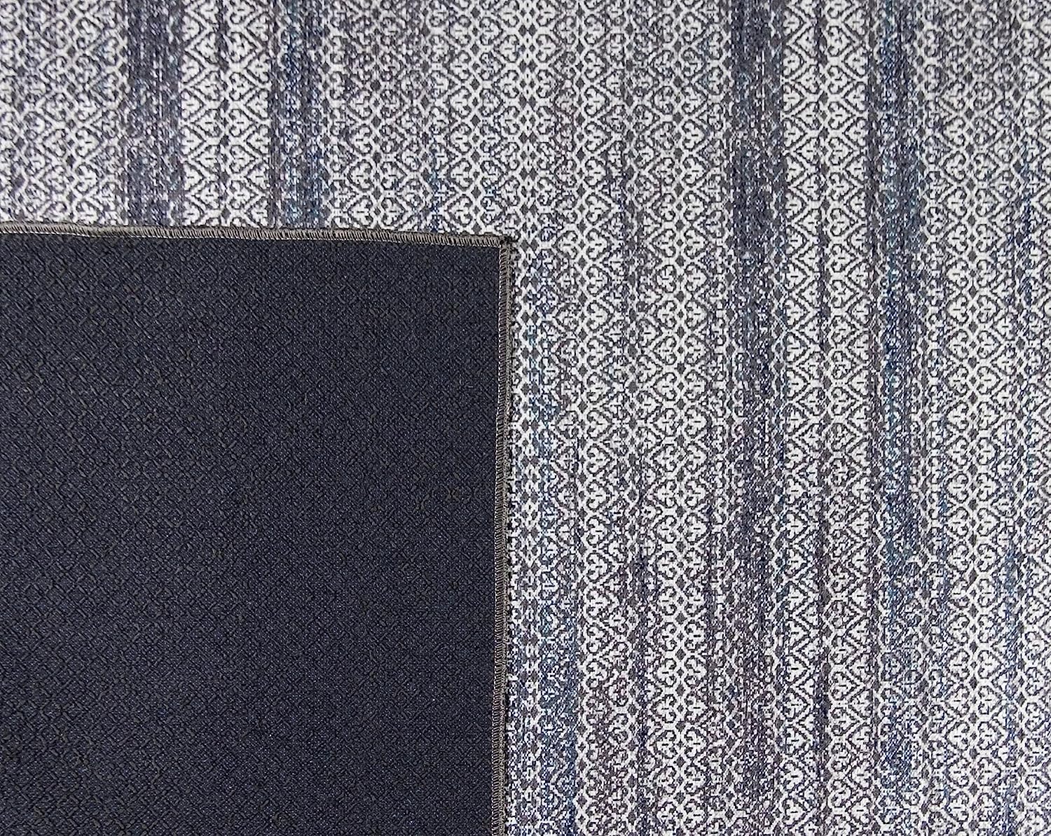 Gloria - Runner Low Profile Bordered Washable Rug Anti Slip Backing Rugs for Living Room Light Weight Foldable Carpet