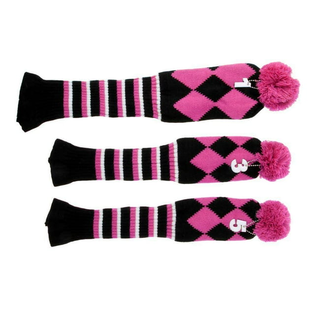 fastboy Ensemble de 3 Couvre-Chefs de Golf Pom Pom pour Allée Bois Rose