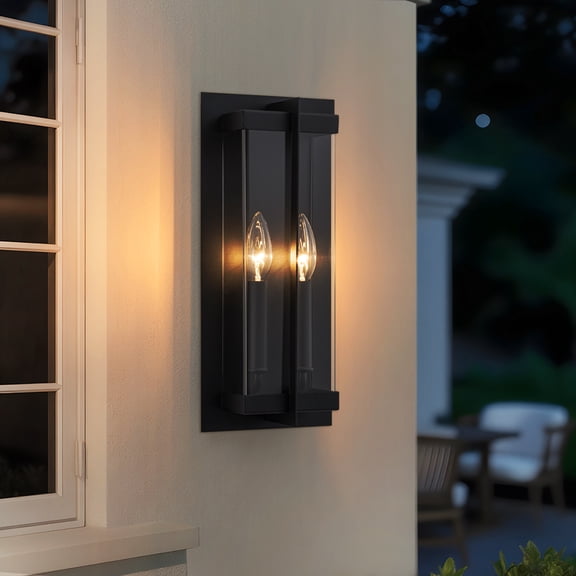 Black Modern Outdoor Wall Sconce with Acrylic Glass, E12 Socket