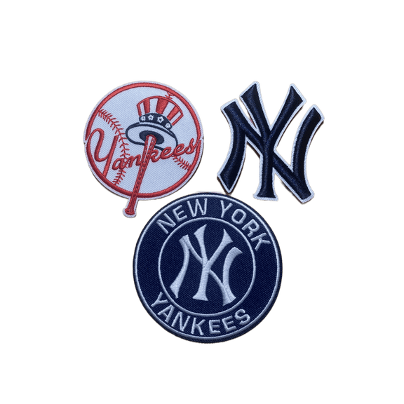 New York Yankees Embroidered Iron-On Patches, Set of 3