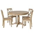 thumbnail image 3 of 5 Piece Modern Solid Wood Dining Room Set with 4 Chairs, Simple Style Kitchen Table Set with Table and 4 Cross Back Chairs, Round Table with Chairs for Dining Room (Natural Wood Wash), 3 of 8