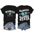 thumbnail image 5 of UANWENN T-Shirt d'Été Imprimé Col Rond Manches Courtes Raglan Style Plage Décontracté (4) T-Shirts Longs Ajustés pour Femmes Col Roulé pour Femmes Pack T-Shirts Décontractés Manches Courtes pour Femmes, 5 of 5