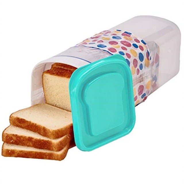 Buddeez Bread Container Plastic Storage Keeper, Loaf, Aqua Lid