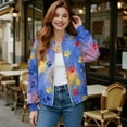 thumbnail image 2 of Xixirimido Women's Casual Jacket Lightweight Bomber Jackets with Pockets Lightweight Windbreaker Zip-up Varsity Jackets Fall Outerwear, Colorful Paws Tie-dye, 3X-Large, 2 of 7