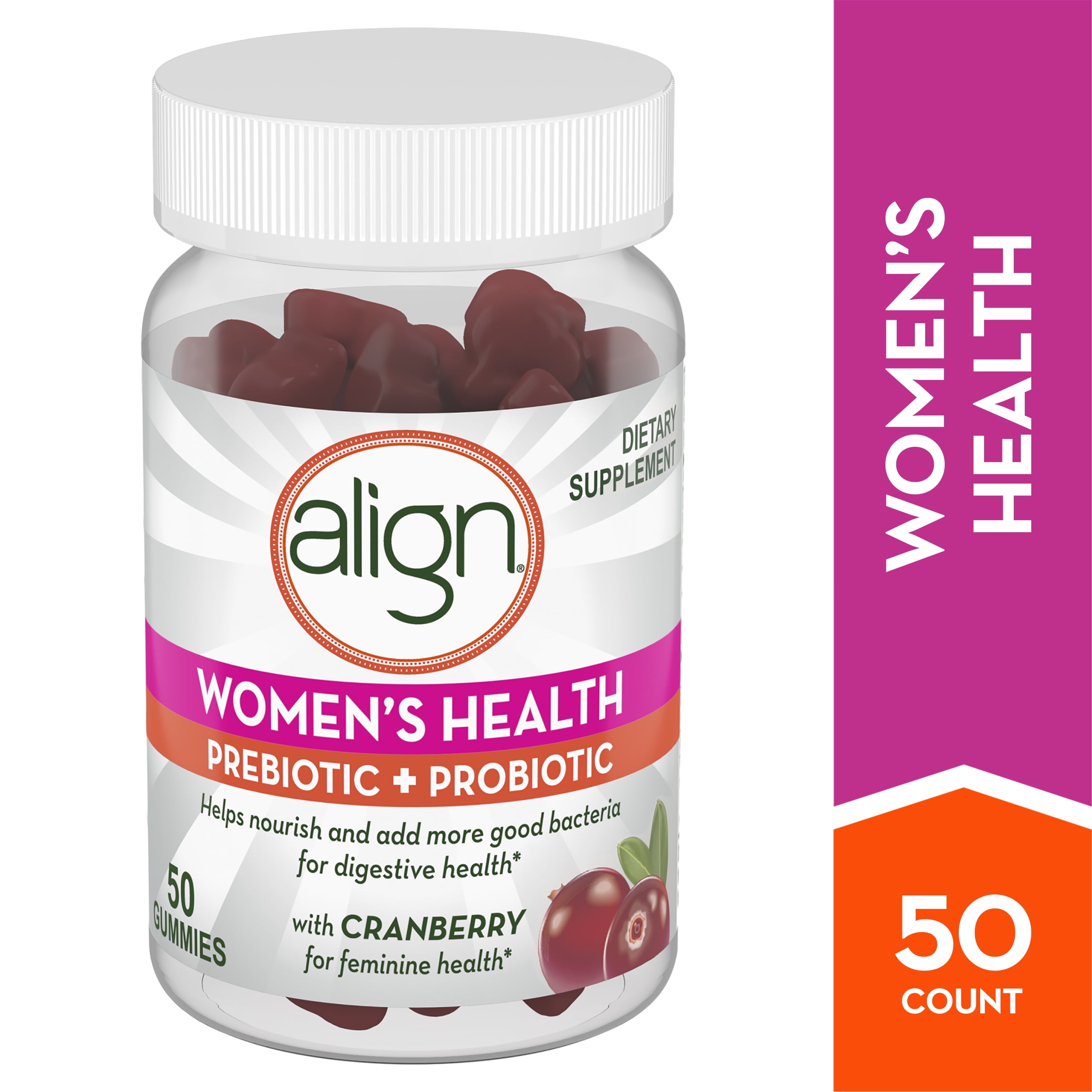Align Women's Health Prebiotic + Probiotic Align Women's Prebiotic Probiotic Supplement Gummies, Cranberry 50 Ct