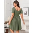 thumbnail image 2 of Womens Plus Size Square Neck Short Sleeve Mini Dress with Stretch Fabric for Flattering Fit and Easy Everyday Wear, 2 of 13