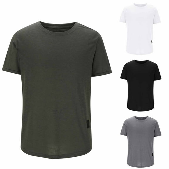 Xihbxyly Mens T-Shirts Workout Oversize Crew Neck Short Sleeve Quick Dry T Shirt Mens Casual Shirts Solid Regular Fit Casual Tops Stylish for Traveling