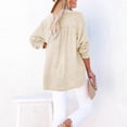 thumbnail image 4 of Qwertyu Womens Gauze Shirts Summer Casual Button V Neck Long Sleeve Shirts Oversized Solid Color Blouses Tops Beige 2XL, 4 of 6