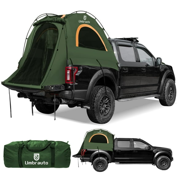 Pickup Truck Bed Tent 6.4'-6.7' 3000mm Waterproof Truck Tent 2 Person Use with Double Layer Windows for All-Season Camping Easy Setup