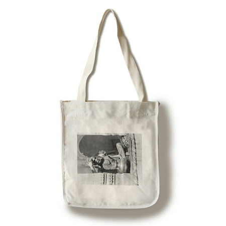Screen Printing Tote Bags - Brahman Priest Painting Forehead in India Photograph (100% Cotton Tote Bag - Reusable)