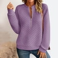 thumbnail image 4 of Comdrip Half Zip Pullover Women, Womens Fall Long Sleeve Quarter Zip Sweatshirts Y2K Clothes Ladies Pullovers Shirts Tops Pullover Sweatshirts for Women Purple 2XL, 4 of 5