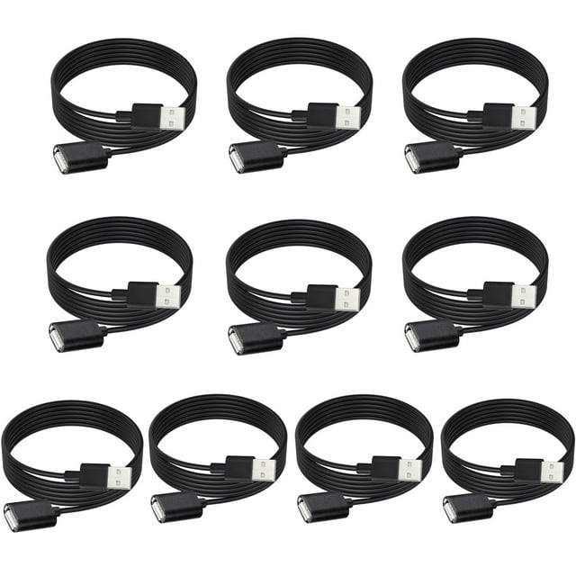 Cable de extensión USB, paquete de 10 unidades, macho a hembra, USB A 2.0 de 1,5 m