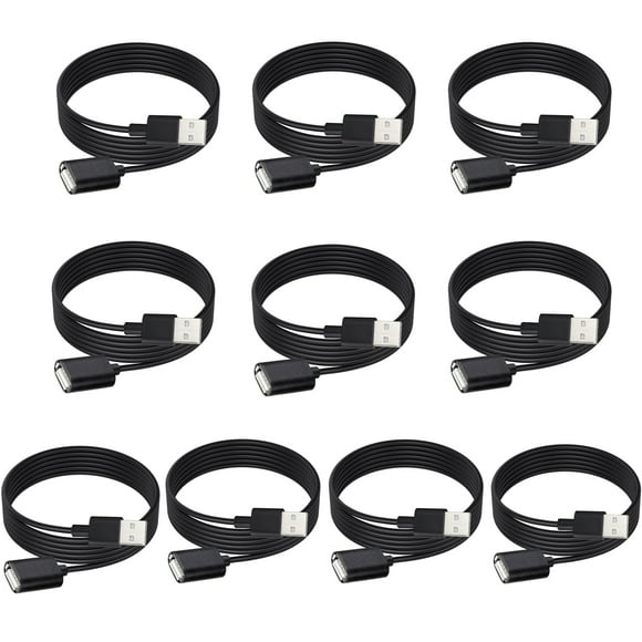 Cable de extensión USB, paquete de 10 unidades, macho a hembra, USB A 2.0 de 1,5 m