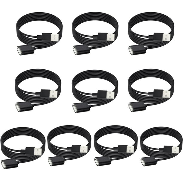 Cable de extensión USB, paquete de 10 unidades, macho a hembra, USB A 2.0 de 1,5 m
