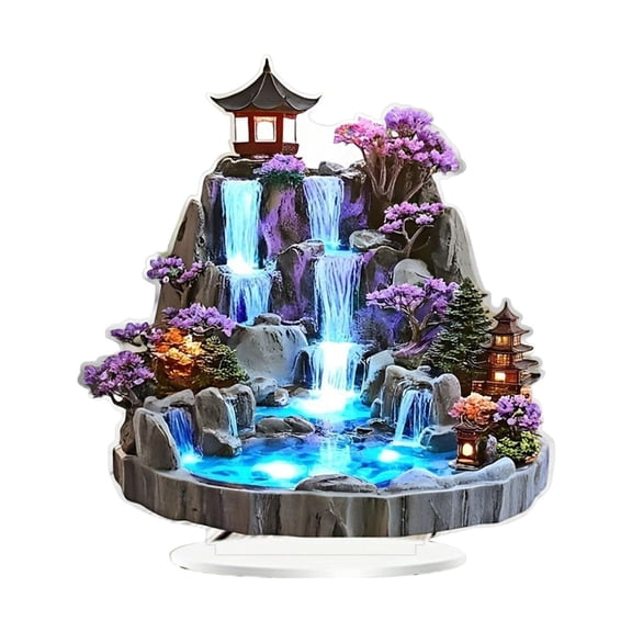 Decoración de fuente de agua de mesa 2D, letrero de mesa, suministros creativos para fiestas, placa decorativa de acrílico para escritorio, ideal para