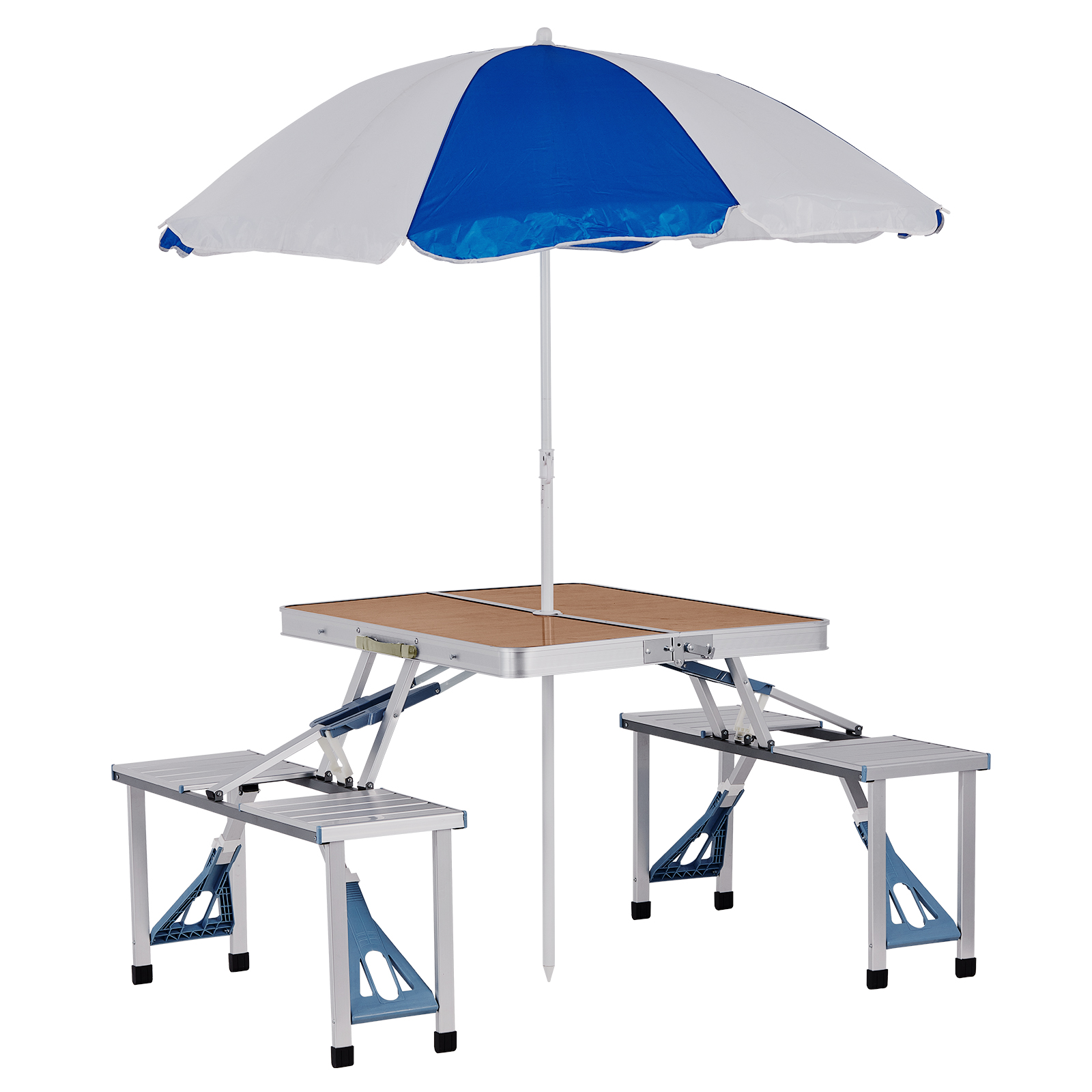 EURO SAKURA Folding Picnic Table Beach Set with Seats Chairs and Umbrella Hole Portable Camping Picnic Tables with Wooden - image 2 of 11